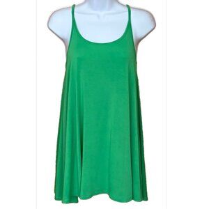 NWOT Cupio Women's M Green Tank Long Swing Tunic Top Swim Coverup Beach Flowy
